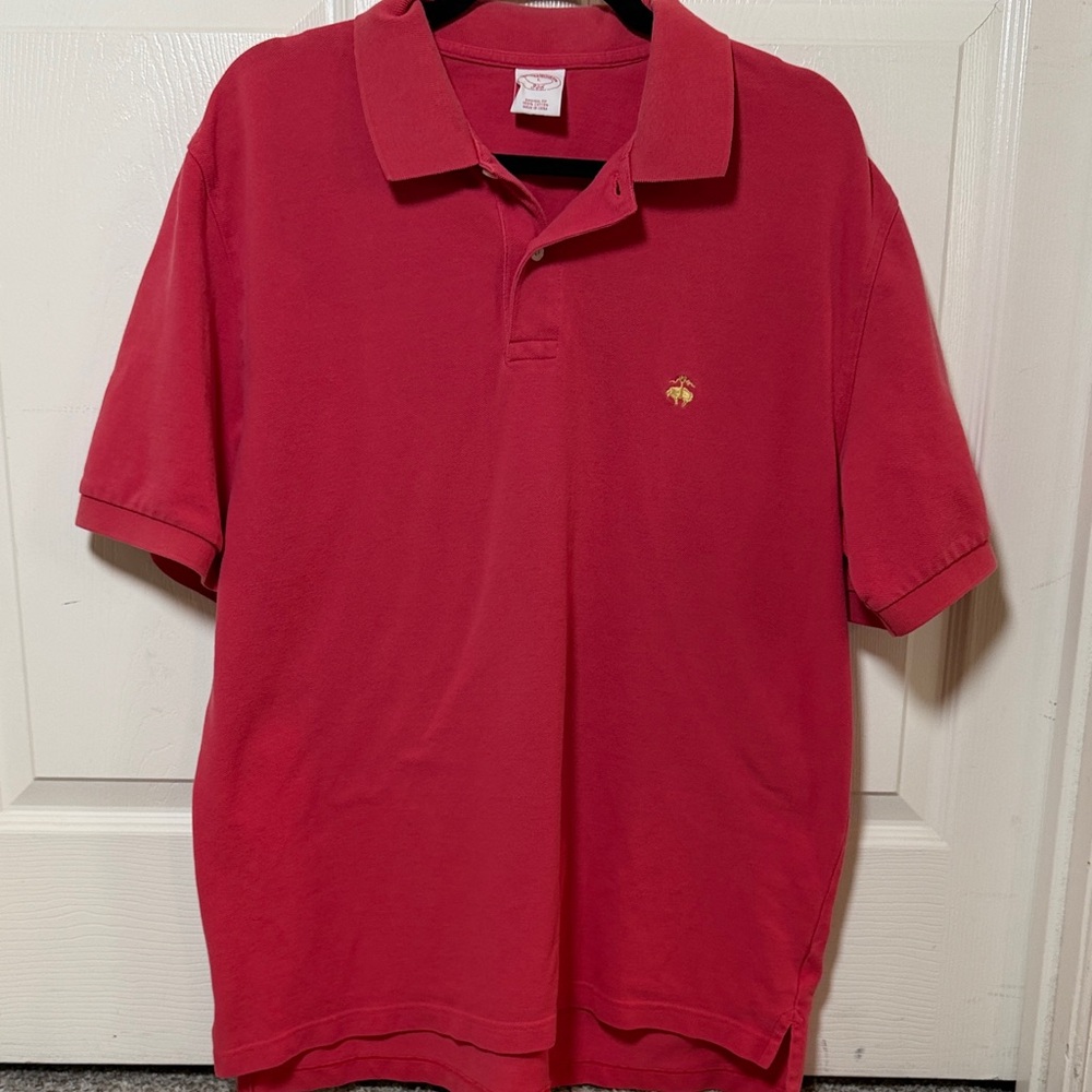 Brooks Brothers Shirt Mens Large Red 346 Golden Fleece Short Sleeve Polo.